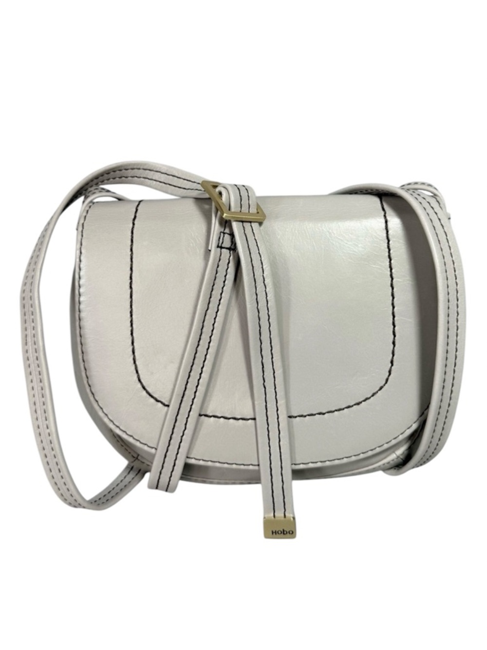 Hobo International Light Gray Leather Flap Close Crossbody Bag